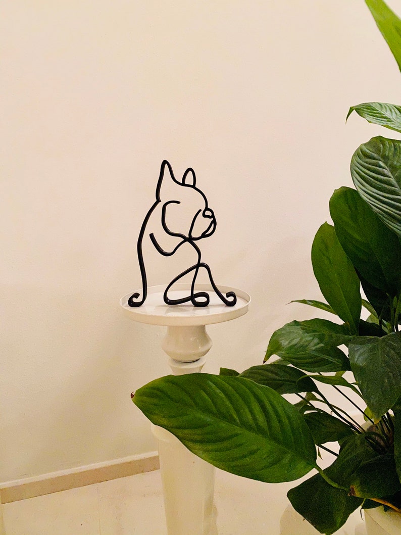 French Bulldog, Minimalist Art Plastic sculpture, most popular dog breeds, shelf home decor, tabletop figure, statue, 3D printed presents image 3