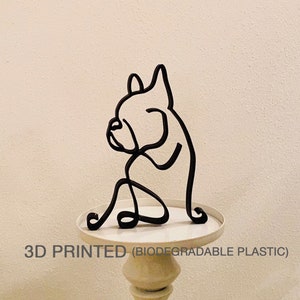 French Bulldog, Minimalist Art Plastic sculpture, most popular dog breeds, shelf home decor, tabletop figure, statue, 3D printed presents image 1