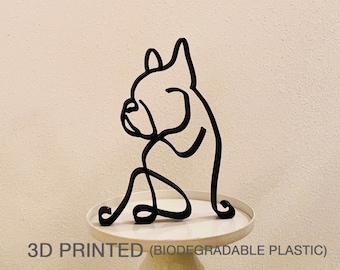 French Bulldog, Minimalist Art Plastic sculpture, most popular dog breeds, shelf home decor, tabletop figure, statue, 3D printed presents