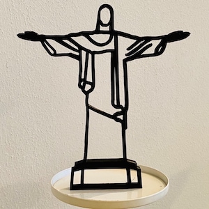 Christ the Redeemer, Brazil, Rio de Janeiro, Corcovado mountain, minimalist art, Plastic figure, travel souvenirs, 3D Printed gift, famous