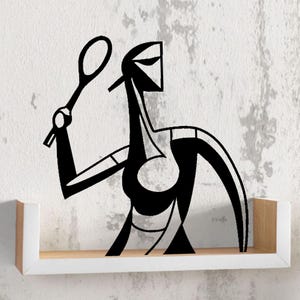 Tennis player, sport, tabletop Plastic figure, minimalist art sculpture, 3D print gift, shelf sitter, ATP US Open, ball, abstract, cubism