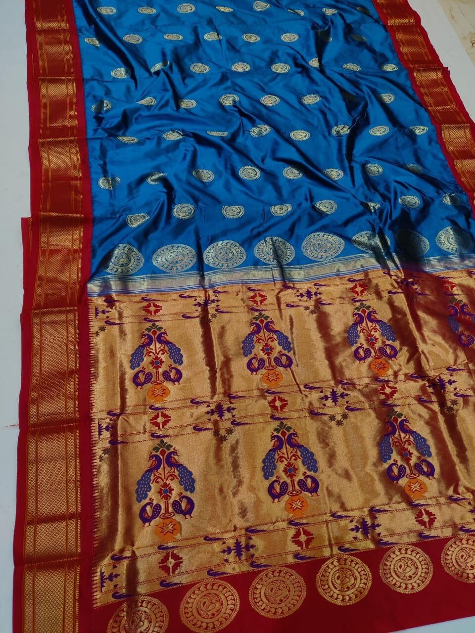 Pure Silk Maharani kadiyal Paithani | Etsy