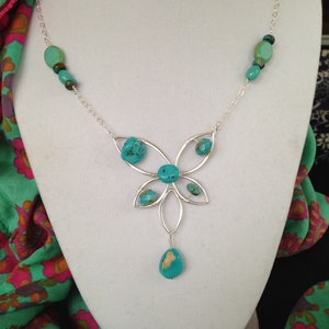 Turquoise Flower Handmade Necklace