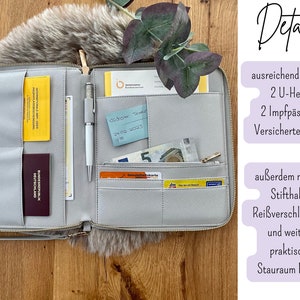 U-Heft Organizer Familienorganizer Dokumentenorganizer Dokumentenmappe Personalisiert mit Familiennamen Travelorganizer Bild 5