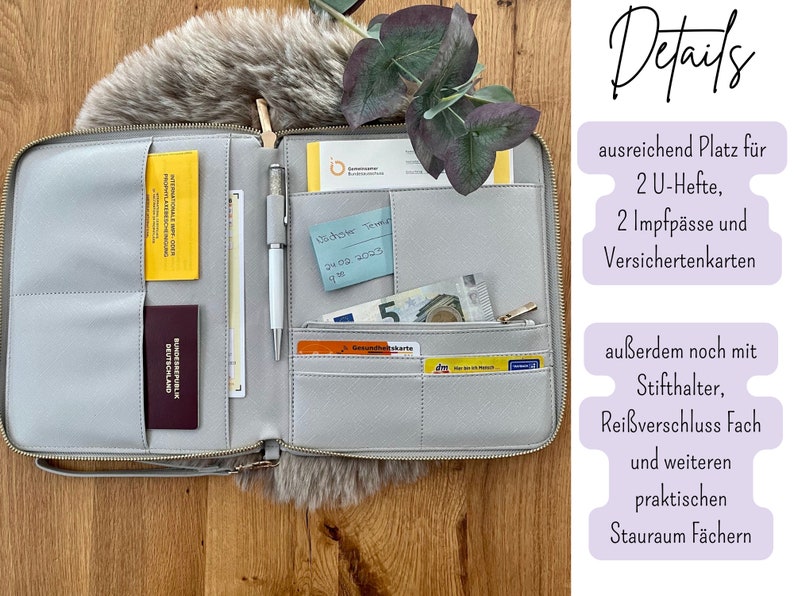 U-Heft Organizer Familienorganizer Dokumentenorganizer Dokumentenmappe Personalisiert mit Familiennamen Travelorganizer Bild 5