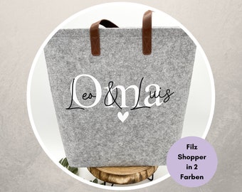 Comprador de fieltro | Bolsa de fieltro | Bolso grande | Bolsa de compras | Personalizado con los nombres de los nietos | Regalo para la abuela | Idea de regalo abuela