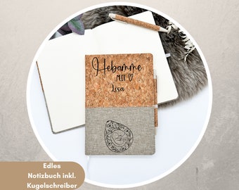 Notizbuch für Hebammen | Personalisiert mit Namen | Geschenkidee Hebamme | Hebamme mit Herz | Abschiedsgeschenk Hebamme