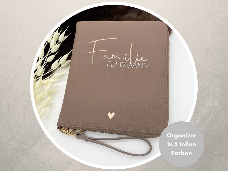 U-Heft Organizer Familienorganizer Dokumentenorganizer Dokumentenmappe Personalisiert mit Familiennamen Travelorganizer Bild 1