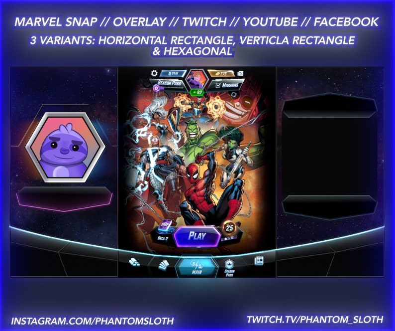 Marvel Snap Streaming Overlay for Twitch Youtube and Etsy UK