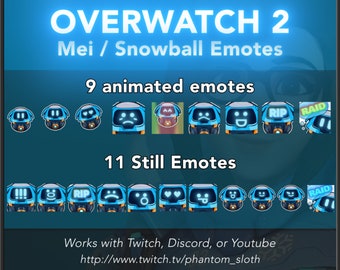 Overwatch 2 - Paquete de gestos Mei/Bola de nieve para Twitch, Discord y Youtube