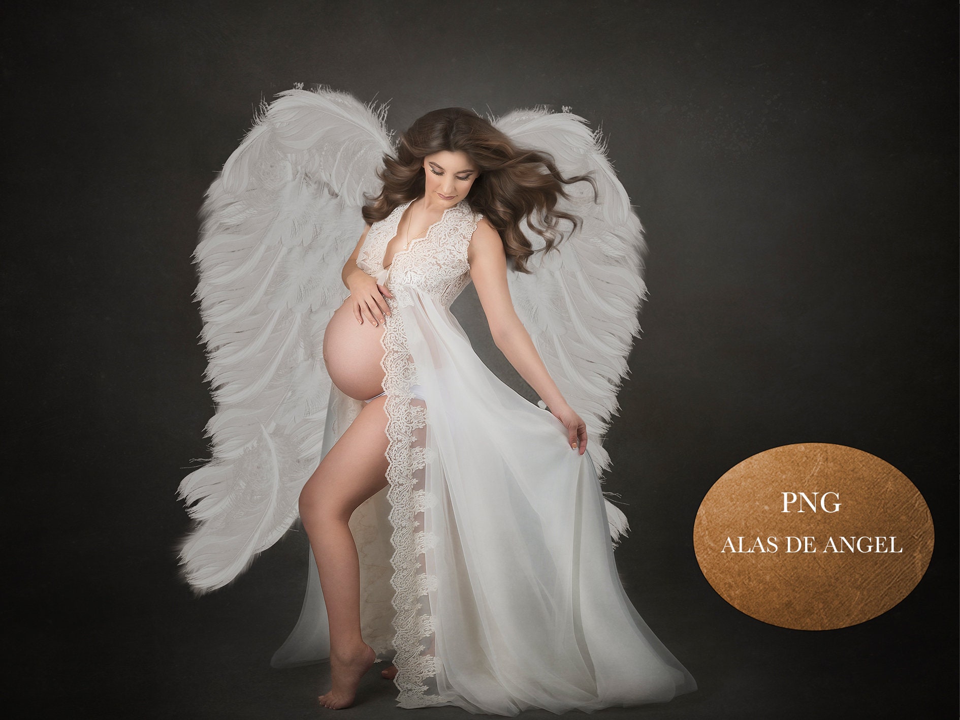 Alas de angel grandes doradas estilo romántico - Alicia Designart
