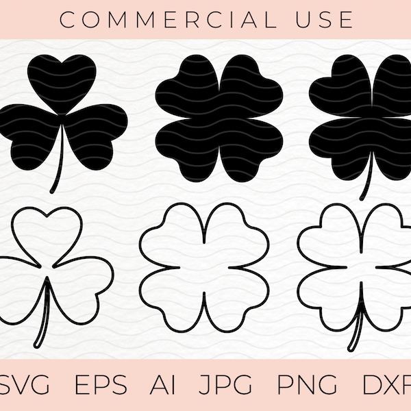 Clover SVG Bundle | vector Shamrock | DIGITAL DOWNLOAD | svg png dxf eps | Files for Cricut, Silhouette | Clover leaf | cut files