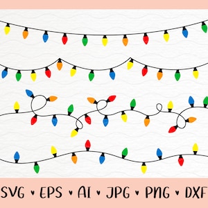Christmas lights SVG Bundle | Vector, EPS, DXF | Files for Cricut, Silhouette | Christmas lights string | Digital Download | christmas svg