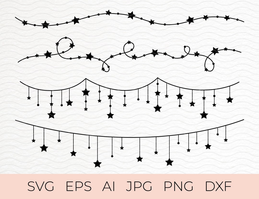 Star String SVG Bundle | Stars in Black Outline | Vector Clipart | EPS ...