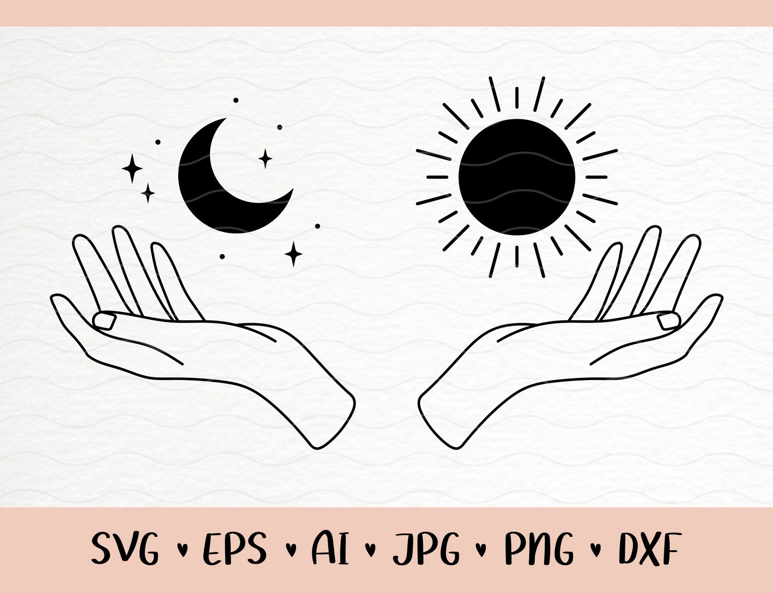 Hands Holding Sun And Moon SVG EPS AI Instant Download Etsy