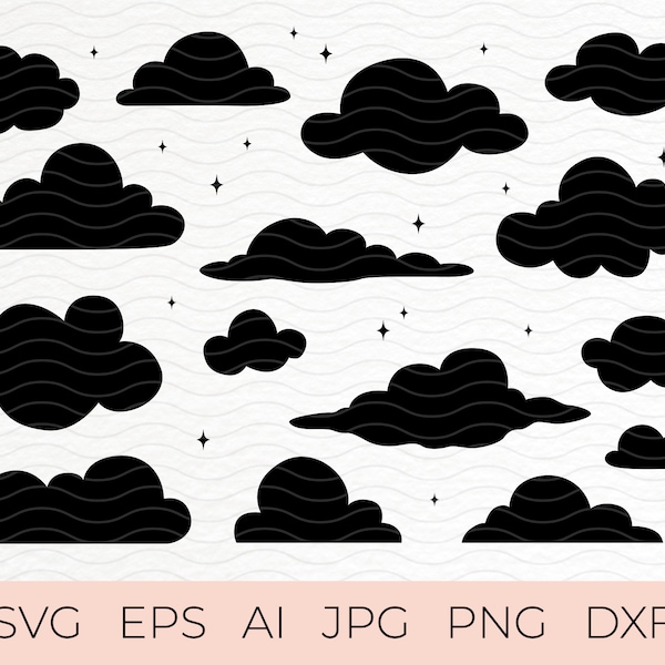 Cloud SVG Bundle | Vector, EPS, DXF | Files for Cricut, Silhouette | Cloud Clip Art | Digital Download | Cut Files