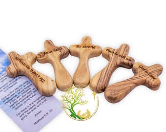 Comfort cross | Holy Land prayer Palm cross made of Olive wood | Handheld cross | Pocket cross | - Religious gift