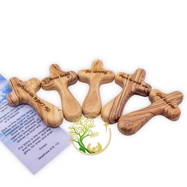 Comfort cross | Holy Land prayer Palm cross made of Olive wood | Handheld cross | Pocket cross | - Religious gift