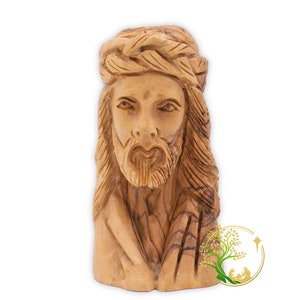 Hand Carved Olive Wood Jesus Bust - Holy Land Religious Gift