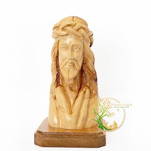 Bust of Jesus Christ statue Hand Carved in the Holy Land -Unique Jesus Figurine gift for all religious occasions Father day & Christmas gift