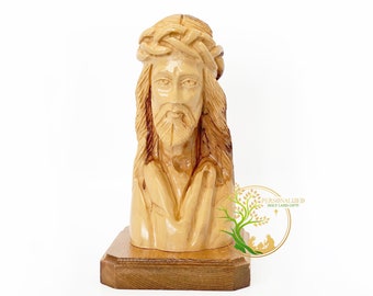 Hand Carved Jesus Christ Bust Statue: Holy Land Religious Gift