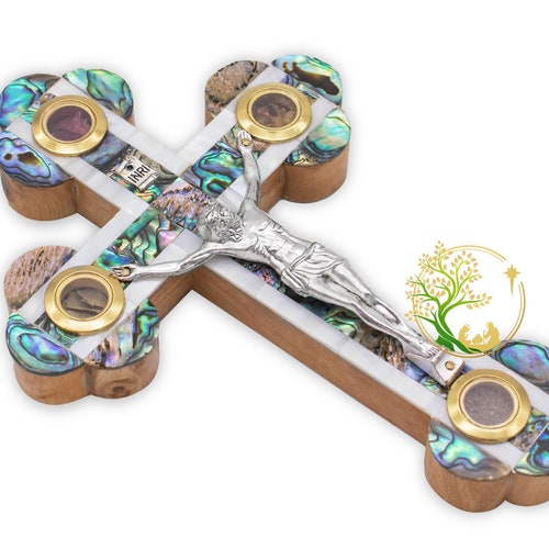 7 Inch Mother of Pearl & Olive Wood Wall Crucifix Cross 4 Etsy