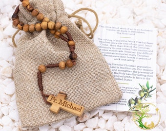 Personalized Olive Wood Rosary: Handmade Catholic Prayer Beads