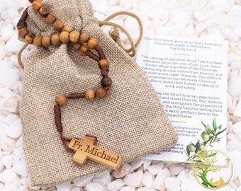 Personalized Wooden Rosary | Custom engraved Olive wood rosary from The Holy Land | Catholic Rosary Beads