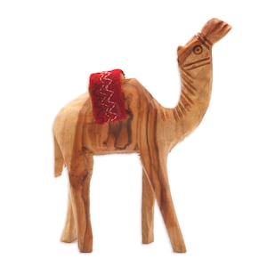 Holy Land Olive Wood Hand-Carved Camel Figurine| Perfect wooden camel statue addition to Nativity Set, Animals Christmas Decor Holiday Gift