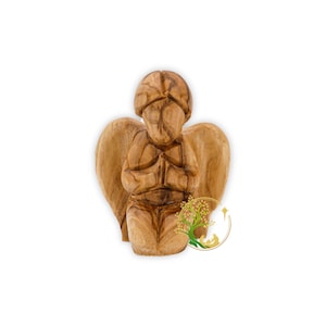 Olive Wood Praying Angel Statue: Holy Land Nursery Decor