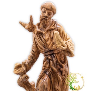 Saint Francis of Assisi statue | Religious Olive wood Catholic Figurine, the patron saint of animals and nature, St. Francis from Holy Land