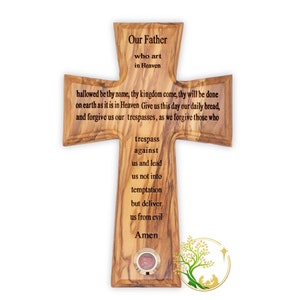 Our father prayer wooden cross made in Holy Land -Lords Prayer Religious Wall Decorative Holy cross -Religious Gift for Christian occasions