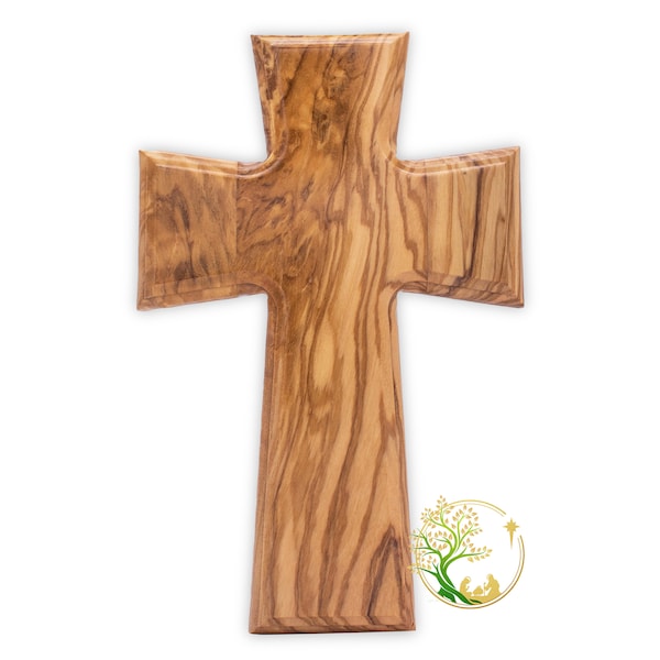 Holy wall cross made of olive wood | Plain wooden cross for wall | Religious wall décor |Perfect gift for baptism communion and confirmation