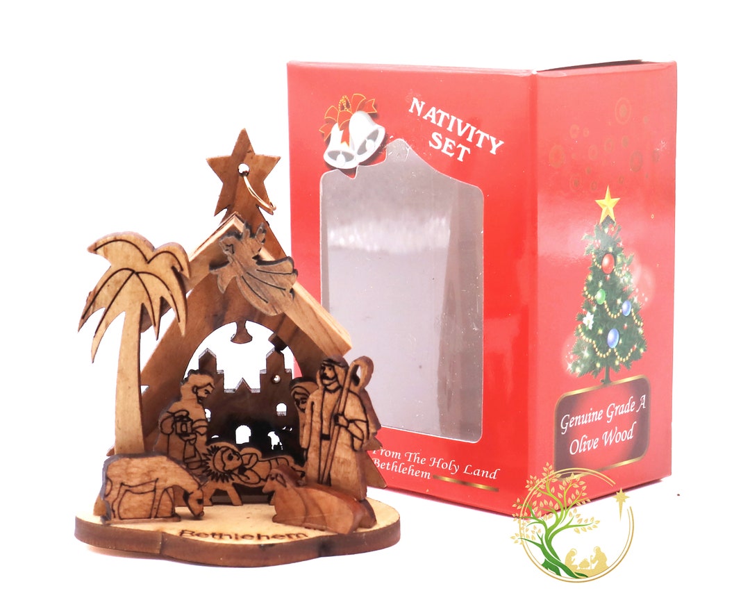 Olive Wood Nativity Scene Ornament | Christmas Tree Nativity Ornament ...
