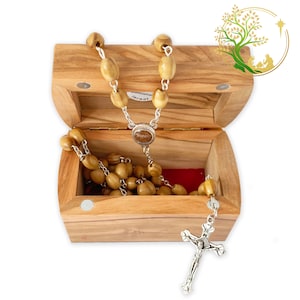 Handmade Olive wood beads rosary from Holy Land. Catholic Rosary gift for any religious occasion Baptism, communion, confirmation, Christmas