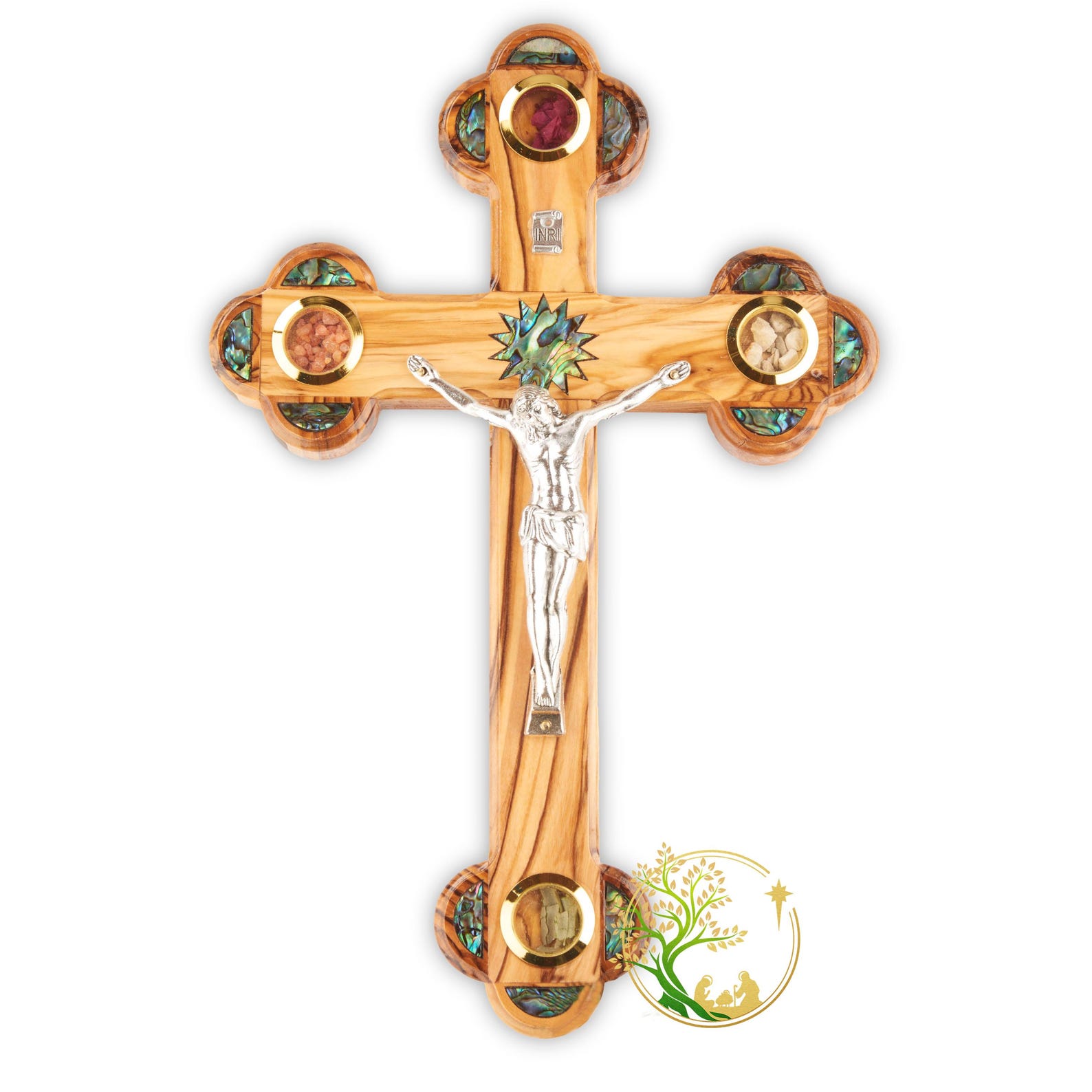 Handmade Olive Wood Wall Crucifix: Holy Land Christian Art - Medium 9x6.75x.75 inches