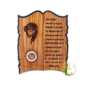 Our Father Prayer Wall Art | Olive wood Lords prayer plaque from the Holy Land | Lord&#39;s prayer sign Christian wall décor | Bible Scripture