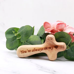 Olive Wood Comfort Cross: Hand-Held Prayer Cross, Holy Land Gift