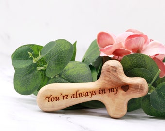 Olive Wood Comfort Cross: Hand-Held Prayer Cross, Holy Land Gift
