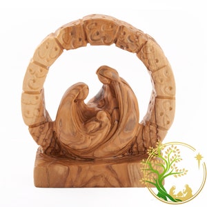 Unique Holy Family Figurine - Olive wood Holy Family Nativity statue From Holy Land Bethlehem Religious Home Décor | Gift for Holiday season