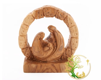 Unique Holy Family Figurine - Olive wood Holy Family Nativity statue From Holy Land Bethlehem Religious Home Décor | Gift for Holiday season
