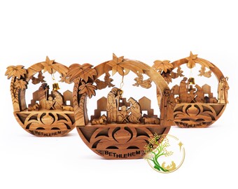 Handmade Wooden Nativity Scene from the Holy Land | Nativity set for Christmas Decoration | Olive wood Manger scene Nativity Christmas gift