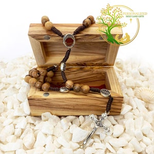 Olive wood beads rosary from Holy Land. Perfect Catholic Rosary gift for any religious occasion Baptism, communion, confirmation, Christmas