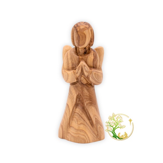 Little Guardian Wooden Angel Statue Olive Wood Praying Angel Etsy