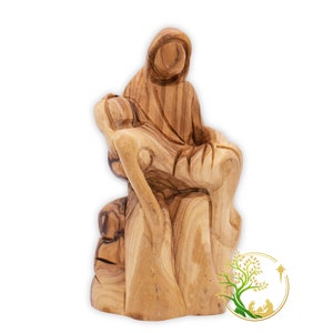Handcrafted Olive Wood Pieta Statue: Virgin Mary & Jesus Christ