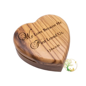 Rosary Box Heart Shaped for rosary and Jewelry - Keepsake memory Box Olive Wood Rosary box | Baptism, First communion Box, Confirmation box
