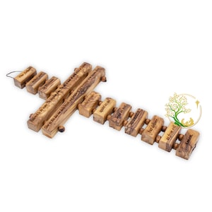 Olive Wood Cross Wall Hanging: Our Father Prayer, Holy Land