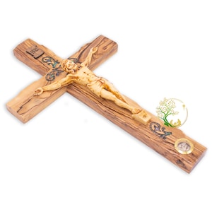 Large Crucifix wall cross made of Mother of Pearl from the Holy Land | Catholic crucifix for wall Religious Home décor | Holy Cross for wall