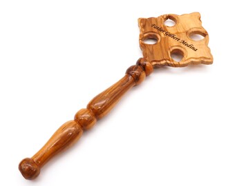 Hand-Carved Olive Wood Priest's Blessing Cross - Personalized Holy Land Gift