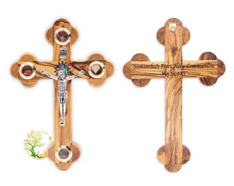 Personalisiertes Erstkommunionkreuz für Mädchen | Kreuz Geschenk für Patenin| Kruzifix Wandkreuz für Mädchenzimmer| Kommunion Andenken